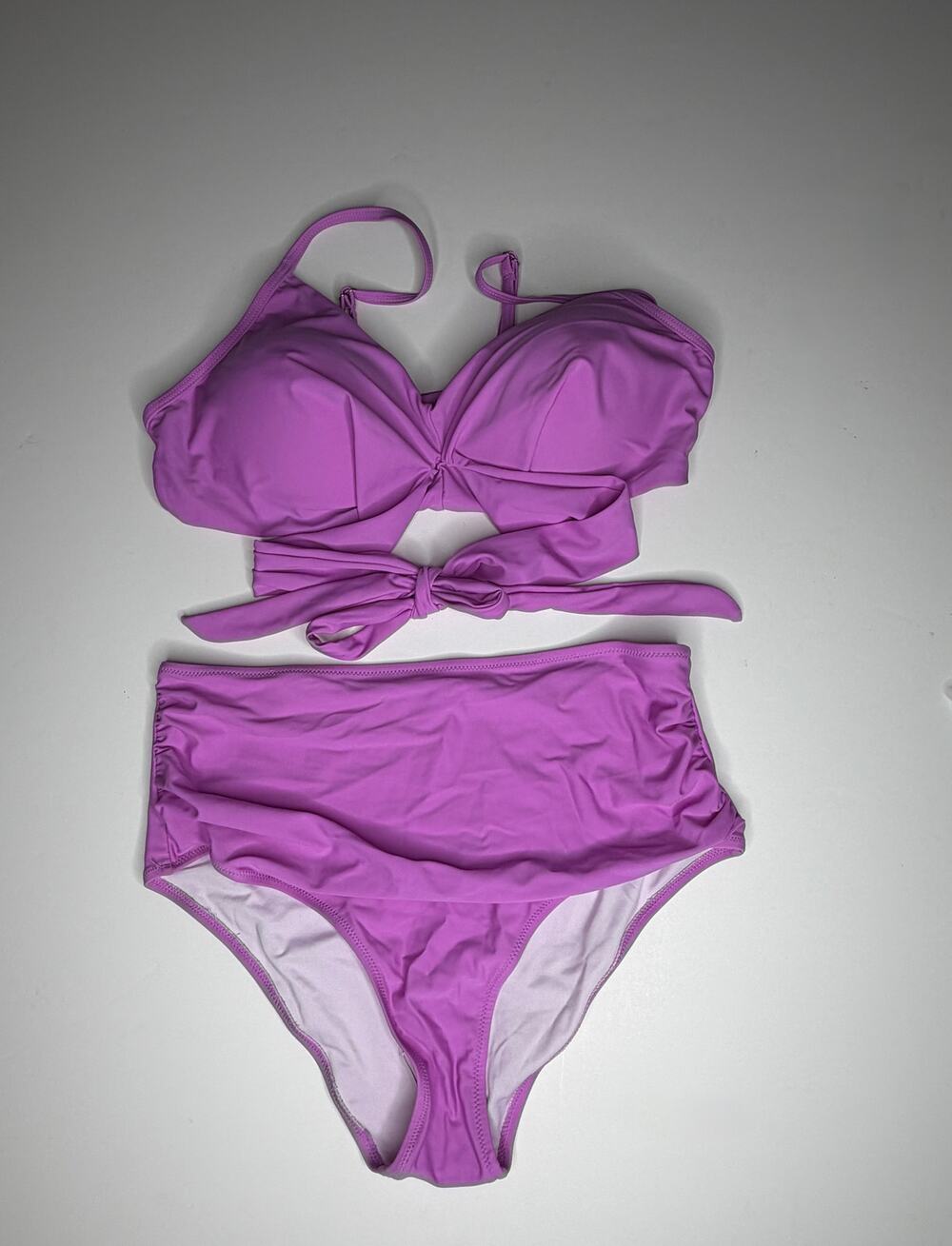 Lavender Purple 2 Piece High Waisted Bikini Swimsuit Set XL
